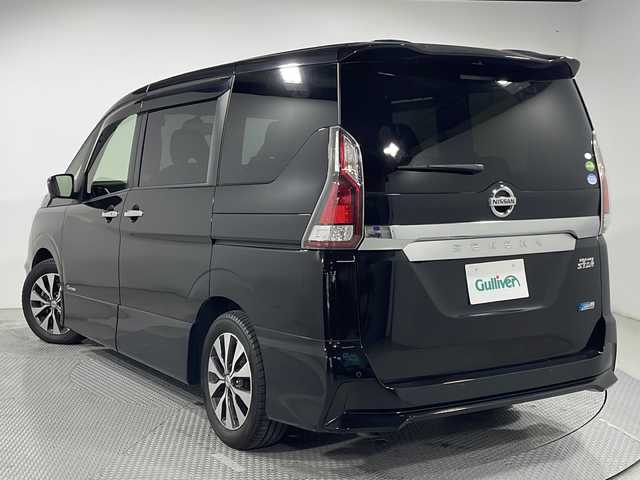 日産 セレナ ハイウェイスター G 広島県 2016(平28)年 4.8万km ダイヤモンドブラック 禁煙車/純正９型ナビ/フリップダウンモニター/アラウンドビューモニター/両側パワースライドドア/インテリジェントルームミラー/プロパイロット/ホールド機能付電動パーキングブレーキ/ドラレコ/ＥＴＣ/ＬＥＤヘッドライト/エアバッグ(運転席/助手席/サイド/カーテン)/純正16インチアルミホイール(195/60/R16)