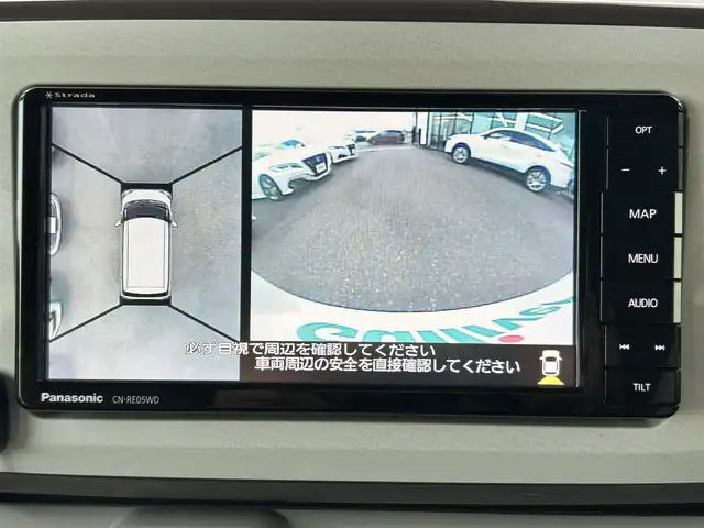 ダイハツ ムーヴ キャンバス G メイクアップ リミテッド　SAⅢ 島根県 2019(令1)年 4.3万km パールホワイトⅢ/ナチュラルベージュマイカメタリック 2トーン 登録時走行距離　42113km/取扱説明書/社外ナビ（Panasonic：CN-RE05WD）/（Bluetooth/CD/DVD/AM/FM)/フルセグテレビ/全周囲カメラ/両側パワースライドドア/電動格納ミラー/プッシュスタート/ドライブレコーダー/純正フロアマット/横滑り防止装置/コーナーセンサー/オートライト/オートハイビーム/衝突軽減システム/ETC2.0