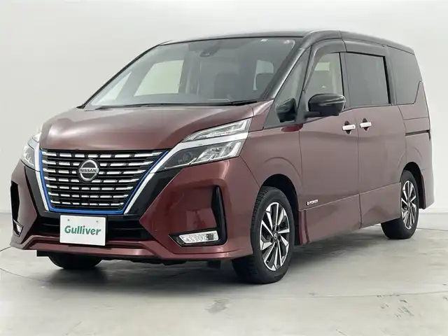 日産 セレナ e－パワー ハイウェイスター V 群馬県 2019(令1)年 6.7万km マルーンレッド 2トーン 純正フリップダウンモニター　純正10インチナビ（AM/FM/CD/DVD/Blu-ray/Bluetooth/フルセグTV/USB）　アラウンドビューモニター　ハンズフリー両側パワースライドドア　プロパイロット　インテリジェントパーキングアシスト　エマージェンシーブレーキ　LDW/LDP　BSW/BSI　前後ソナー　ロールサンシェード　ネオソフィール防水シート