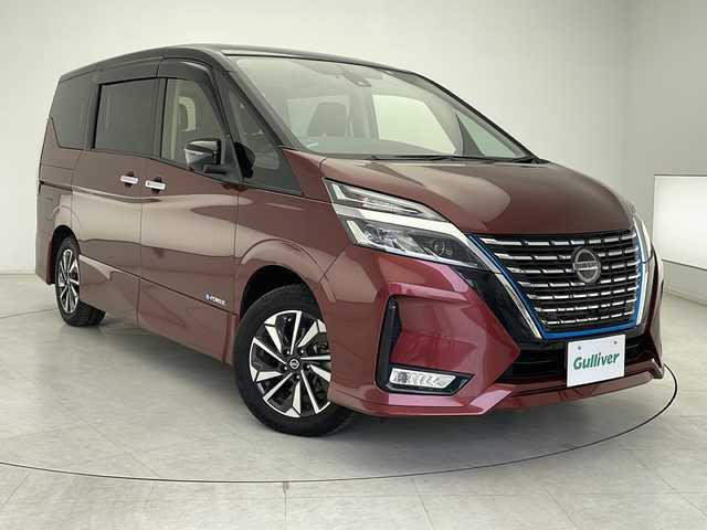 日産 セレナ e－パワー ハイウェイスター V 千葉県 2019(令1)年 6.7万km マルーンレッド 2トーン 純正10インチナビ/（CD/DVD/Blu-ray/Bluetooth/フルセグTV/）　/純正フリップダウンモニター/アラウンドビューモニター/プロパイロット/インテリジェントパーキングアシスト/エマージェンシーブレーキ/クリアランスソナー/標識認識機能/ブラインドスポットモニター/電動パーキング/オートホールド/ハンズフリー両側パワースライドドア/快適パック/　全席（USBソケット/シートバックテーブル）/　スーパーロングスライドセカンドシート/防水シート/前方ドラレコ/ETC/LEDヘッドライト/フォグランプ/フロアマット/ドアバイザー