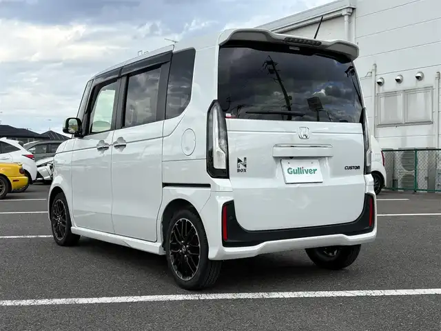 ホンダ Ｎ ＢＯＸ カスタム ターボ 大分県 2025(令7)年 0.2万km プラチナホワイトパール ・ナビ(BT/USB)/・フルセグテレビ/・バックカメラ/・両側パワースライドドア/・衝突軽減ブレーキ/・レーダークルーズコントロール/・コーナーセンサー/・ドライブレコーダー/・ETC/・シートヒーター/・ブレーキホールド/・パドルシフト/・ステアリングリモコン/・純正ホイール