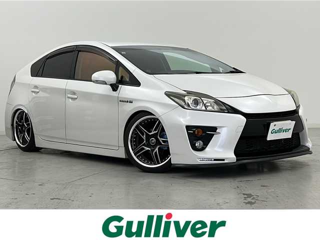 トヨタ プリウス S ツーリングセレ G’s 宮城県 2015(平27)年 8.8万km ホワイトパールクリスタルシャイン 社外ナビ/・フルセグTV/バックカメラ/プッシュスタート/スマートキー×2/LEDフォグライト/ALPINE製パワードサブウーファー/純正フロアマット/社外AW/レザー調シートカバー