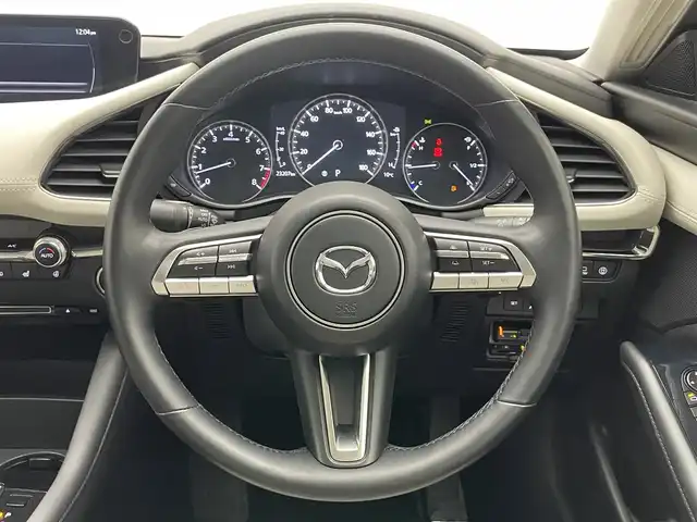 マツダ マツダ３セダン 20S Lパッケージ 愛知県 2021(令3)年 2.4万km ディープクリスタルブルーマイカ 純正ナビ　白革　シートヒーター　禁煙　フルセグＴＶ　全方位カメラ　ＤＶＤ　純正前後ドラレコ　ＥＴＣ　３６０°セーフティパッケージ　衝突軽減装置　追従クルコン　ＨＵＤ　パドルシフト　ＬＥＤオートライト　パーキングセンサー　