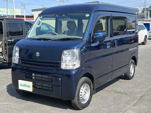 スズキ エブリイ PC 道北・旭川 2023(令5)年 0.9万km ノクターンブルーパール 4WD/ディスプレイオーディオ（BT/USB/FM/AM）/バックカメラ/ルーフシェルフ/スズキセーフティーサポート/デュエルカメラブレーキサポート/アイドリングストップ/横滑り防止装置/レーンキープアシスト/衝突被害軽減システム/電動格納ミラー/ライトレベライザー/オートライト/オートマチックハイビーム/盗難防止装置/純正ドアバイザー/保証書/取扱説明書