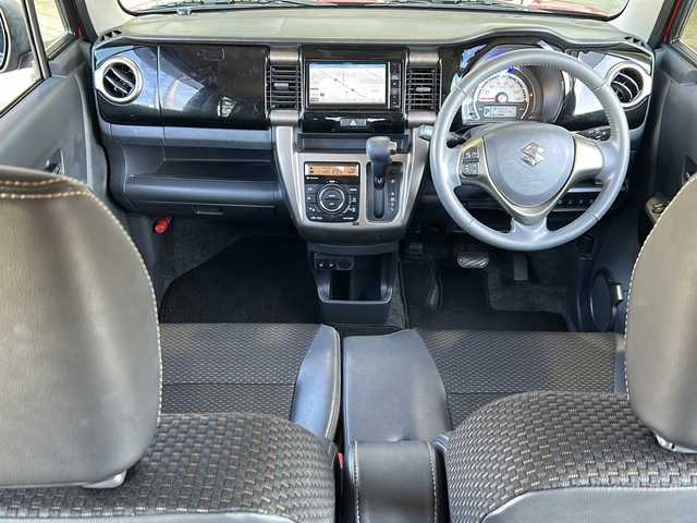 スズキ ハスラー J ブラックインテリアパッケージ 静岡県 2019(令1)年 5.6万km フェニックスレッドパール/ホワイト2トーンルーフ 社外ナビ（AM FM Bluetooth USB iPod SD）/ヒーテッドドアミラー/ハーフレザーシート/D＋N席シートヒーター/デュアルカメラブレーキサポート/純正アルミホイール/純正フロアマット/プッシュスタート/スマートキー/ステアリングリモコン/アイドリングストップ/キノセンヘッドライト/パワーステアリング/パワーウィンドウ