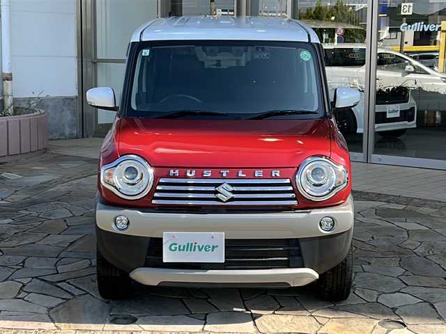 スズキ ハスラー J ブラックインテリアパッケージ 静岡県 2019(令1)年 5.6万km フェニックスレッドパール/ホワイト2トーンルーフ 社外ナビ（AM FM Bluetooth USB iPod SD）/ヒーテッドドアミラー/ハーフレザーシート/D＋N席シートヒーター/デュアルカメラブレーキサポート/純正アルミホイール/純正フロアマット/プッシュスタート/スマートキー/ステアリングリモコン/アイドリングストップ/キノセンヘッドライト/パワーステアリング/パワーウィンドウ