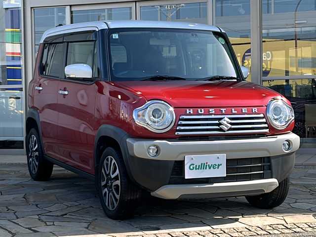 スズキ ハスラー J ブラックインテリアパッケージ 静岡県 2019(令1)年 5.6万km フェニックスレッドパール/ホワイト2トーンルーフ 社外ナビ（AM FM Bluetooth USB iPod SD）/ヒーテッドドアミラー/ハーフレザーシート/D＋N席シートヒーター/デュアルカメラブレーキサポート/純正アルミホイール/純正フロアマット/プッシュスタート/スマートキー/ステアリングリモコン/アイドリングストップ/キノセンヘッドライト/パワーステアリング/パワーウィンドウ