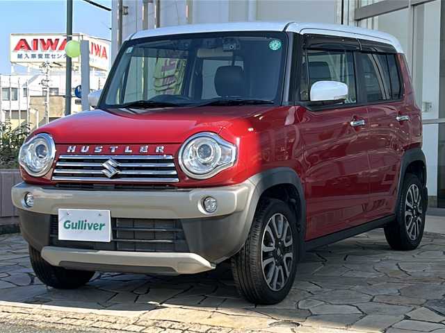 スズキ ハスラー J ブラックインテリアパッケージ 静岡県 2019(令1)年 5.6万km フェニックスレッドパール/ホワイト2トーンルーフ 社外ナビ（AM FM Bluetooth USB iPod SD）/ヒーテッドドアミラー/ハーフレザーシート/D＋N席シートヒーター/デュアルカメラブレーキサポート/純正アルミホイール/純正フロアマット/プッシュスタート/スマートキー/ステアリングリモコン/アイドリングストップ/キノセンヘッドライト/パワーステアリング/パワーウィンドウ