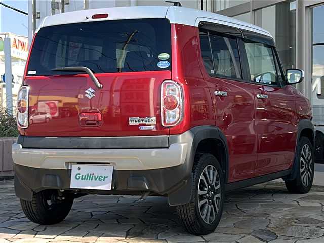 スズキ ハスラー J ブラックインテリアパッケージ 静岡県 2019(令1)年 5.6万km フェニックスレッドパール/ホワイト2トーンルーフ 社外ナビ（AM FM Bluetooth USB iPod SD）/ヒーテッドドアミラー/ハーフレザーシート/D＋N席シートヒーター/デュアルカメラブレーキサポート/純正アルミホイール/純正フロアマット/プッシュスタート/スマートキー/ステアリングリモコン/アイドリングストップ/キノセンヘッドライト/パワーステアリング/パワーウィンドウ