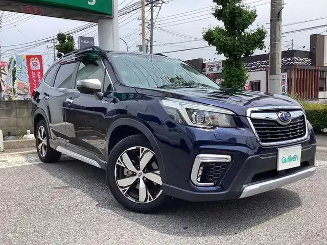 スバル フォレスター ハイブリッド アドバンス 栃木県 2019(令1)年 6.5万km ダークブルーパール  ワンオーナー/ SDメモリナビ/ フルセグテレビ/ バックカメラ、左サイドカメラ/ アイサイト/ BSM/ クルーズコントロール/ 全席シートヒーター/ 前席パワーシート（D席シートメモリー付き）/ ドアバイザー/ プッシュスタート/ ETC/ LEDヘッドライト/ LEDフォグライト/ 純正フロアマット/ ルーフレール
