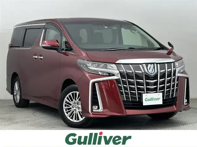 トヨタ アルファードハイブリット SR Cパッケージ 道央・札幌 2022(令4)年 3.5万km ダークレッドマイカメタリック ・４WD/・寒冷地仕様/・純正ディスプレイオーディオナビ/　CD/DVD/BT/USB/Miracast/・バックカメラ/・デジタルインナーミラー/・ビルトインETC/・純正前後ドライブレコーダー/・100V/1500W/・トヨタセーフティセンス/・レーダークルーズコントロール/・レーンキープアシスト/・オートハイビーム/・BSM/・RSA/・RCTA/・レザーシート/・パワーシート/・エア/シートヒーター/・2列目エグゼクティブシート/・ステアリングヒーター/・nanoe/・両側パワースライドドア/・パワーバックドア/・3眼LEDヘッドライト/・フォグライト/・オートライト/・プッシュスタート/・スマートキー/・一体型エンジンスターター/・純正フロアマット/・ドアバイザー
