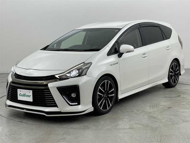 トヨタ プリウス α S ツーリングセレクション G’s 福岡県 2016(平28)年 6.3万km ホワイトパールクリスタルシャイン シルクブレイズエアロ　/後席モニター　/アルパインナビ（ＢＴ，フルセグＴＶ）　/バックカメラ　/ＥＴＣ　/前方ドライブレコーダー　/ハーフレザーシート　/ステアリングリモコン　/純正フロアマット　/純正１８インチＡＷ
