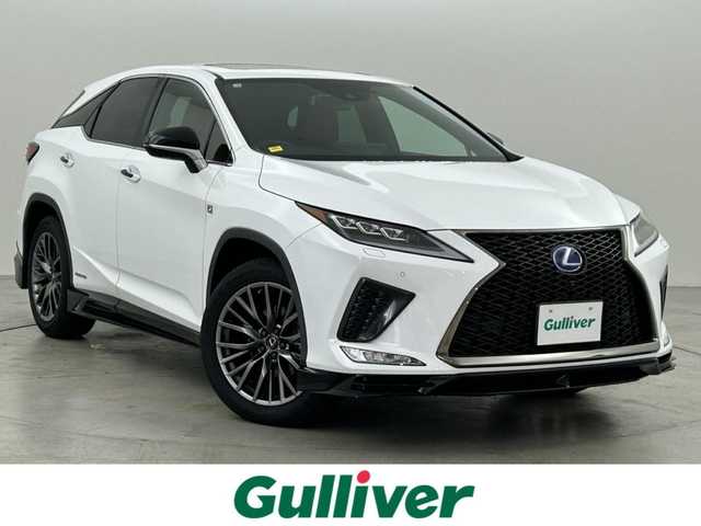 レクサス ＲＸ 450h Fスポーツ 福岡県 2020(令2)年 3.8万km ホワイトノーヴァガラスフレーク ＴＲＤエアロ／マフラー　/サンルーフ　/純正ナビ　/全方位カメラ　/前方ドラレコ　/ＥＴＣ２．０　/ＡＣＣ　/コーナーセンサー　/衝突軽減　/レーンキープ　/ＢＳＭ　/ＰＫＳＢ　/パドルシフト　/ＨＵＤ　/シートベンチレーション