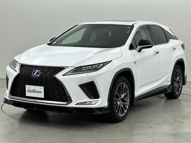 レクサス ＲＸ 450h Fスポーツ 福岡県 2020(令2)年 3.8万km ホワイトノーヴァガラスフレーク ＴＲＤエアロ／マフラー　/サンルーフ　/純正ナビ　/全方位カメラ　/前方ドラレコ　/ＥＴＣ２．０　/ＡＣＣ　/コーナーセンサー　/衝突軽減　/レーンキープ　/ＢＳＭ　/ＰＫＳＢ　/パドルシフト　/ＨＵＤ　/シートベンチレーション