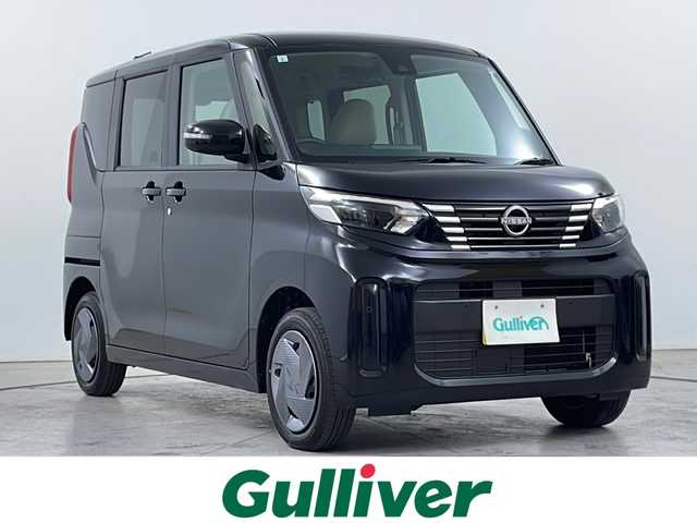 日産 ルークス X 道央・札幌 2024(令6)年 0.5万km ブラック ・４WD/・衝突防止装置:ブレーキアシスト/・トラクションコントロール/・前席シートベルトプリテンショナー/・社外ナビ（AVN-LBS01）/・Bluetooth/・アラウンドビューモニター/・片側パワースライドドア/・シートヒーター運転席/助手席/・ステアリングヒーター/・LEDヘッドライト/オートライト/・スマートキー/・レーンキープアシスト/・横滑り防止装置/・盗難防止装置/・アイドリングストップ/・ETC
