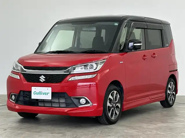 スズキ ソリオ バンディット HV MV 群馬県 2017(平29)年 2.2万km ファーベントレッド/スーパーブラックパール 純正ナビ　全方位　衝突軽減システム　クルーズコントロール　レーンアシスト　パワースライドドア　シートヒーター　横滑り防止　アイドリングストップ　オートライト　プッシュスタート　スマートキー　　禁煙車