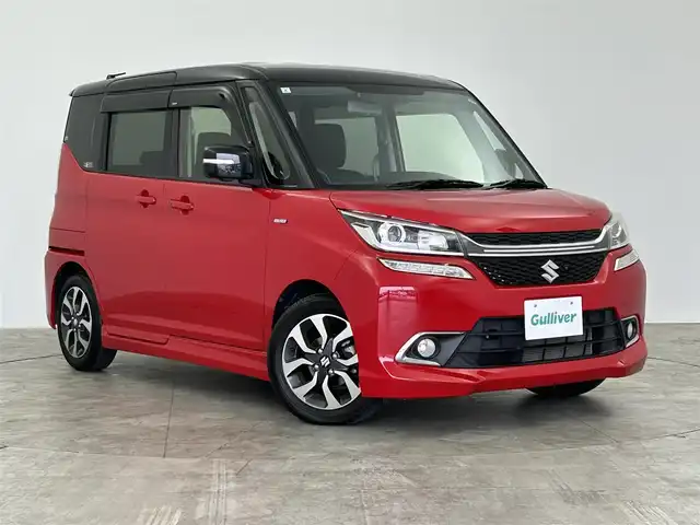 スズキ ソリオ バンディット HV MV 群馬県 2017(平29)年 2.2万km ファーベントレッド/スーパーブラックパール 純正ナビ　全方位　衝突軽減システム　クルーズコントロール　レーンアシスト　パワースライドドア　シートヒーター　横滑り防止　アイドリングストップ　オートライト　プッシュスタート　スマートキー　　禁煙車