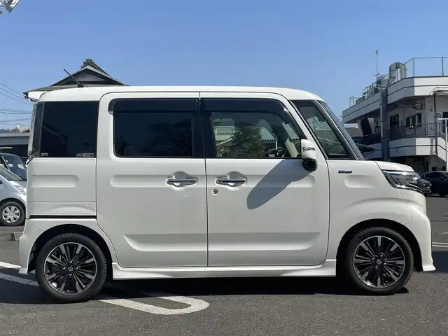 スズキ スペーシア カスタム HYBRID XS ターボ 東京都 2020(令2)年 6.7万km ピュアホワイトP ワンオーナー/純正8インチメモリナビ（CN-RZ865）/・Bluetoothオーディオ/・CD/DVD/・フルセグTV/・AM/FM/全方位カメラ/クルーズコントロール（追従走行付き）/両側パワースライドドア/前席シートヒーター/前方ドライブレコーダー/純正15インチAW/純正フロアマット/電動格納ミラー/プッシュスタート/ETC/保証書/取扱説明書/スペアキー