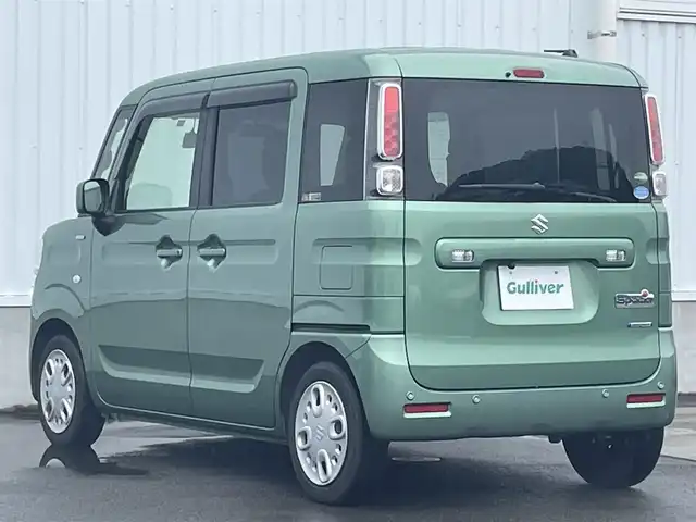 スズキ スペーシア HYBRID X 愛媛県 2018(平30)年 4.6万km ツールグリーンパールメタリック 社外ナビ（Bluetooth/SD/CD/DVD/フルセグTV)/バックカメラ/ETC/両側パワースライドドア/前方ドライブレコーダー/シートヒーター/ハロゲンヘッドライト/オートライト/フロアマット/ドアバイザー/パーキングセンサー/ABS/横滑り防止装置/レーンキープアシスト/衝突被害軽減ブレーキ/電動格納ミラー