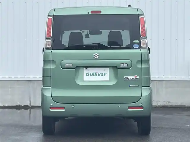 スズキ スペーシア HYBRID X 愛媛県 2018(平30)年 4.6万km ツールグリーンパールメタリック 社外ナビ（Bluetooth/SD/CD/DVD/フルセグTV)/バックカメラ/ETC/両側パワースライドドア/前方ドライブレコーダー/シートヒーター/ハロゲンヘッドライト/オートライト/フロアマット/ドアバイザー/パーキングセンサー/ABS/横滑り防止装置/レーンキープアシスト/衝突被害軽減ブレーキ/電動格納ミラー