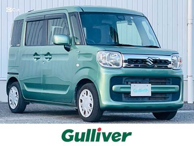 スズキ スペーシア HYBRID X 熊本県 2018(平30)年 4.6万km ツールグリーンパールメタリック 社外ナビ（Bluetooth/SD/CD/DVD/フルセグTV)/バックカメラ/ETC/両側パワースライドドア/前方ドライブレコーダー/シートヒーター/ハロゲンヘッドライト/オートライト/フロアマット/ドアバイザー/パーキングセンサー/ABS/横滑り防止装置/レーンキープアシスト/衝突被害軽減ブレーキ/電動格納ミラー