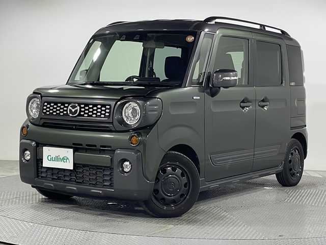 マツダ フレアワゴンタフスタイル ハイブリッドXT 広島県 2021(令3)年 4.6万km 緑Ⅱ 社外ナビ/全方位モニター/両側パワースライドドア/シートヒーター/アダプティブクルーズコントロール/衝突軽減ブレーキ/レーンキープアシスト/オートハイビーム/誤発進抑制機能/リヤパーキングソナー/ヘッドアップディスプレイ/パドルシフト/ルーフレール/LEDヘッドランプ/ETC