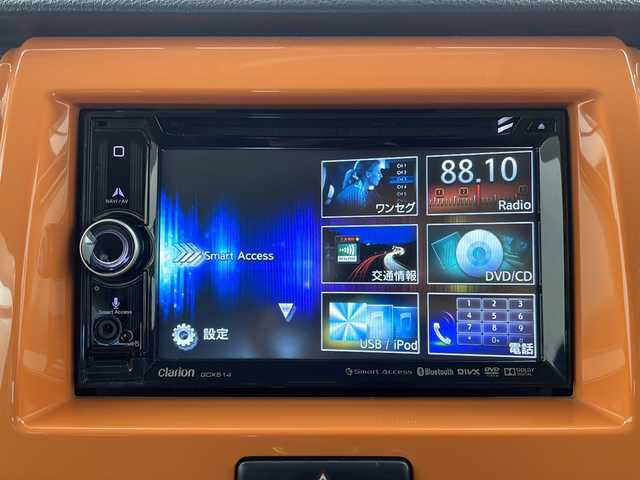 マツダ フレア クロスオーバー XG 栃木県 2014(平26)年 8.2万km パッションオレンジ ホワイト2トーン 禁煙車/純正ナビ/（CD/DVD/BT/TV/AM/FM/SD)/オートライト/アイドリングストップ/オートエアコン/HIDヘッドライト/スマートキー/プッシュスタート/電動格納ミラー/シートヒーター/純正フロアマット/純正サイドバイザー/ETC