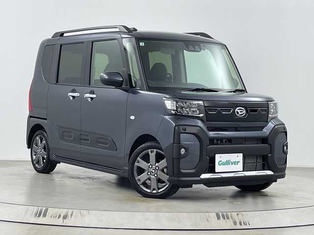 ダイハツ タント ファンクロスターボ 埼玉県 2025(令7)年 0.3万km クロムグレーメタリック 純正9インチディスプレイオーディオ/スマートアシスト/両側パワースライドドア/HDMI/USBソケット/バックカメラ/ドライブレコーダー/ETC/前席シートヒーター/LEDヘッドライト/プッシュスタート/スマートキー/純正15インチアルミホイール