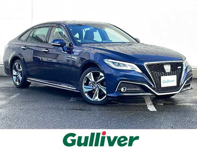 トヨタ クラウン ハイブリッド RS アドバンス Four 岩手県 2018(平30)年 3.8万km ダークブルーマイカ サンルーフ ヘッドアップディスプレイ デジタルインナーミラー ナビ バックC フルセグ DVD再生 ビルドインETC2.0 メモリ付電動ハーフレザーシート シートヒーター ステアリングヒーター BSM GPSレーダー AC100Vコンセント レーダークルーズ パドルシフト 4本出しマフラー 純正18AW オートLEDライト フォグランプ