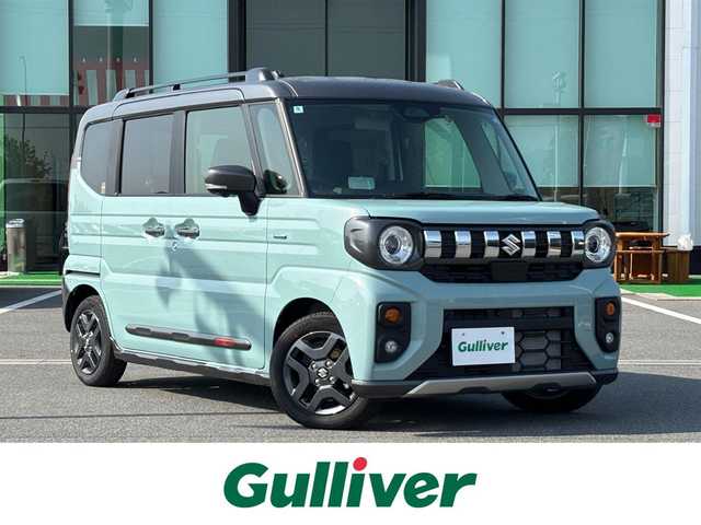 スズキ スペーシア ギア HYBRID XZ 奈良県 2024(令6)年 0.1万km未満 オフブルーメタリック/ガンメタリック2トーンルーフ ステアリングヒーター　/電動パーキングブレーキ　/ブレーキホールド　/ヘッドアップディスプレイ　/両側パワースライドドア　/前席シートヒーター　/純正フルセグナビ　/Bluetooth　/レーダークルーズコントロール
