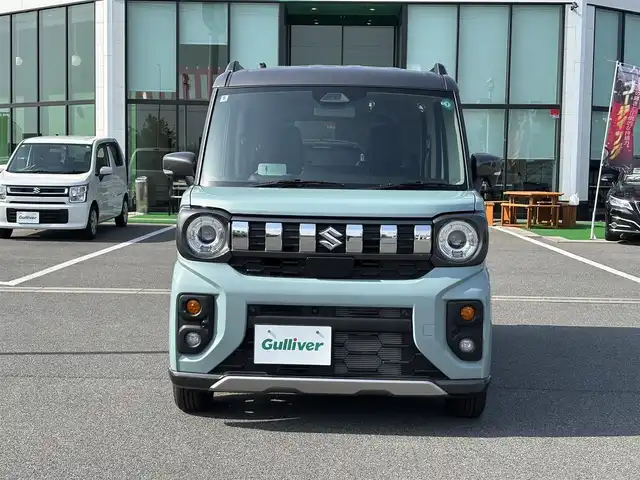スズキ スペーシア ギア HYBRID XZ 奈良県 2024(令6)年 0.1万km未満 オフブルーメタリック/ガンメタリック2トーンルーフ ステアリングヒーター　/電動パーキングブレーキ　/ブレーキホールド　/ヘッドアップディスプレイ　/両側パワースライドドア　/前席シートヒーター　/純正フルセグナビ　/Bluetooth　/レーダークルーズコントロール