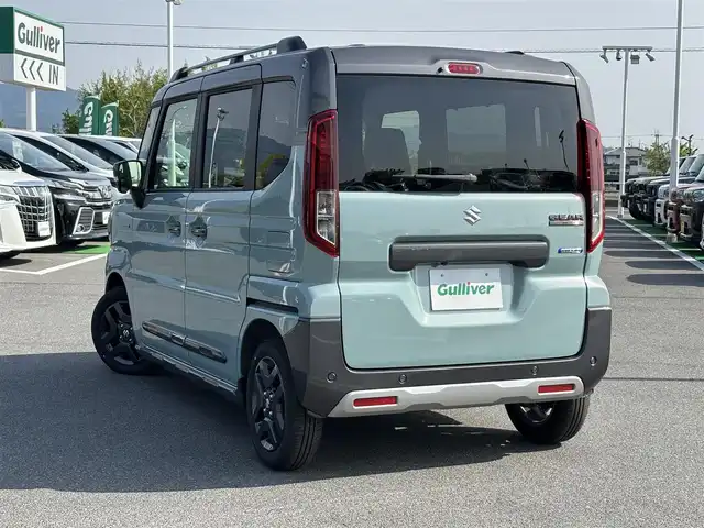 スズキ スペーシア ギア HYBRID XZ 奈良県 2024(令6)年 0.1万km未満 オフブルーメタリック/ガンメタリック2トーンルーフ ステアリングヒーター　/電動パーキングブレーキ　/ブレーキホールド　/ヘッドアップディスプレイ　/両側パワースライドドア　/前席シートヒーター　/純正フルセグナビ　/Bluetooth　/レーダークルーズコントロール