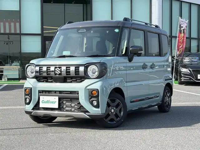 スズキ スペーシア ギア HYBRID XZ 奈良県 2024(令6)年 0.1万km未満 オフブルーメタリック/ガンメタリック2トーンルーフ ステアリングヒーター　/電動パーキングブレーキ　/ブレーキホールド　/ヘッドアップディスプレイ　/両側パワースライドドア　/前席シートヒーター　/純正フルセグナビ　/Bluetooth　/レーダークルーズコントロール