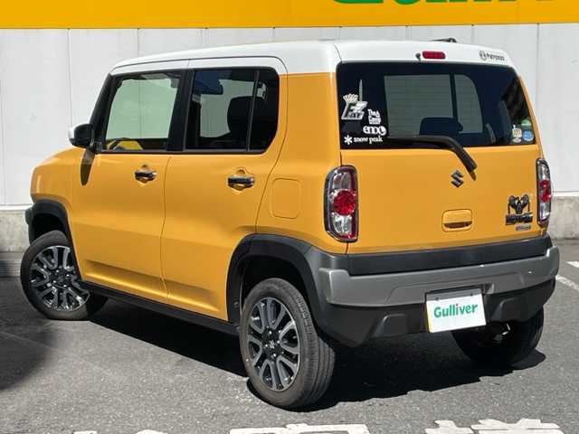スズキ ハスラー J ターボ 東京都 2019(令1)年 3.2万km アクティブイエロー/ホワイト2トーンルーフ 社外メモリナビ（【AVIC-RLS901】/・DTV/BT/SD/CD/DVD/ラジオ/デュアルカメラブレーキサポート/・衝突被害軽減システム/・誤発進抑制機能/・車線逸脱警報機能/・ふらつき警報機能/・先行車発進お知らせ機能/クルーズコントロール/純正15インチAW/ビルトインETC/ホワイトルーフ/ルーフ同色ドアミラー/・電動格納オート/ウインカー/ヒーター/パドルシフト付革巻きステアリング/ステアリングスイッチ/前席シートヒーター/プッシュEgスタート/ストップ/スマートキー×2/純正HIDヘッドライト/フォグランプ/純正フロアゴムマット/取扱説明書/ナビ取扱説明書/新車時保証書