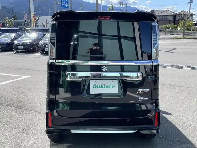 スズキ スペーシア カスタム HYBRID XS ターボ 愛媛県 2019(令1)年 6.1万km ブルーイッシュブラックパール3 純正ナビ（Bluetooth/フルセグTV/DVD再生）/両側パワースライドドア/アラウンドビューモニター/ハーフレザーシート/シートヒーター/クルーズコントロール/ETC/前方ドライブレコーダー/ドアバイザー/テレビキャンセラー/純正フロアマット/後方コーナーセンサー/LEDヘッドライト/フォグランプ