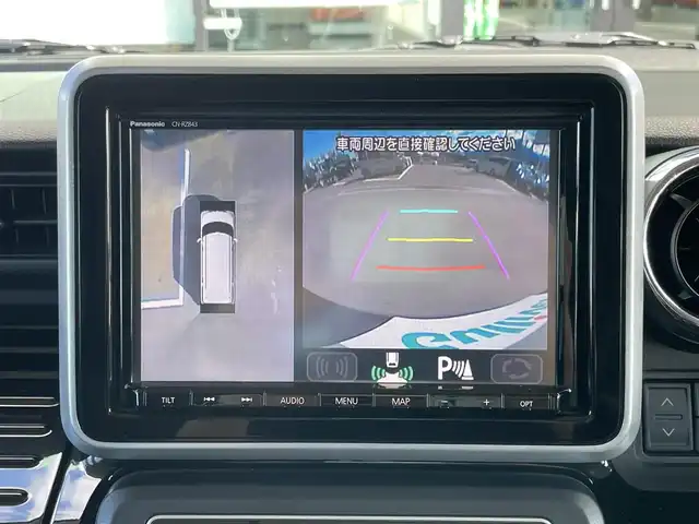 スズキ スペーシア カスタム HYBRID XS ターボ 愛媛県 2019(令1)年 6.1万km ブルーイッシュブラックパール3 純正ナビ（Bluetooth/フルセグTV/DVD再生）/両側パワースライドドア/アラウンドビューモニター/ハーフレザーシート/シートヒーター/クルーズコントロール/ETC/前方ドライブレコーダー/ドアバイザー/テレビキャンセラー/純正フロアマット/後方コーナーセンサー/LEDヘッドライト/フォグランプ