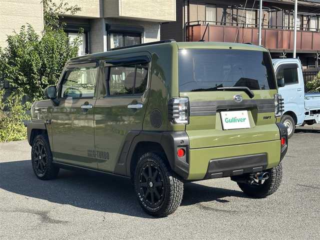 ダイハツ タフト G ターボ 東京都 2021(令3)年 3.4万km フォレストカーキメタリック ナビゲーション/フルセグテレビ/CD＆DVD/ブルートゥース接続/USB接続/全方位カメラ/電動パーキングブレーキ/ETC/シートヒーター/社外15インチアルミホイール/パノラマルーフ/衝突軽減ブレーキ/車線逸脱警報装置/アダプティブクルーズコントロール/保証書/取扱説明書/整備手帳/スマートキーX2本