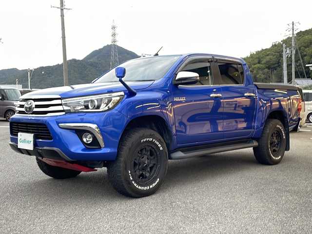 トヨタ ハイラックス Z 兵庫県 2018(平30)年 6万km ネビュラブルーM 純正ディーラーオプションナビ/・BT/・フルセグTV/プリクラッシュ/レーンアシスト/バックカメラ/ドラレコ/ダウンヒルアシストコントロール/センターデフロック/カーテンエアバック/純正フロアマット/ETC/４WD/LEDヘッドライト