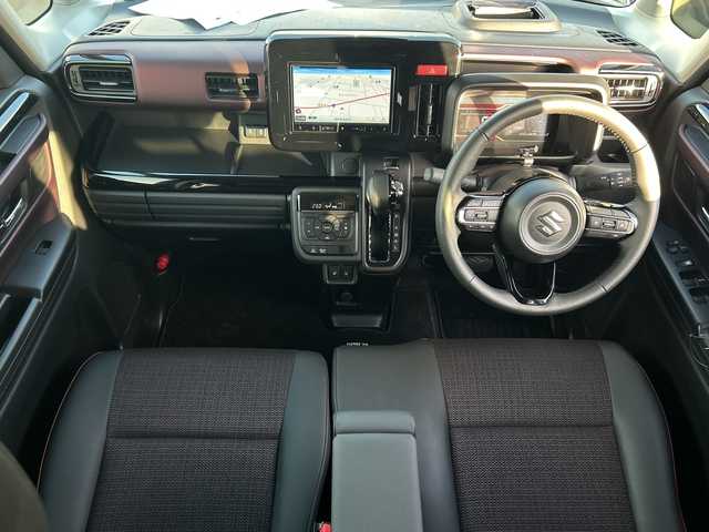 スズキ スペーシア カスタム HYBRID XS 長野県 2024(令6)年 0.4万km クールカーキPM 禁煙車/社外8インチナビ（CD/DVD/フルセグTV/Bluetooth）/セーフティサポート/・デュアルセンサーブレーキサポート/・誤発進抑制機能/・車線逸脱警報機能/・ふらつき警報機能/・先行車発進お知らせ機能/・ハイビームアシスト/・後退時ブレーキサポート/・後方誤発進抑制機能/・リアパーキングセンサー/・アダプティブクルーズコントロール/・標識認識機能/・ヘッドアップディスプレイ/バックカメラ/両側パワースライドドア/前席シートヒーター/ハーフレザーシート/ステアリングヒーター/革巻きステアリング/ステアリングスイッチ/LEDヘッドライト/フォグランプ/オートライト/電動パーキングブレーキ/ブレーキホールド/アイドリングストップ/スマートキー/Pスタート/電動格納ミラー/純正15インチAW/純正フロアマット