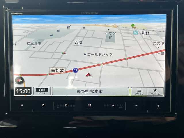 スズキ スペーシア カスタム HYBRID XS 長野県 2024(令6)年 0.4万km クールカーキPM 禁煙車/社外8インチナビ（CD/DVD/フルセグTV/Bluetooth）/セーフティサポート/・デュアルセンサーブレーキサポート/・誤発進抑制機能/・車線逸脱警報機能/・ふらつき警報機能/・先行車発進お知らせ機能/・ハイビームアシスト/・後退時ブレーキサポート/・後方誤発進抑制機能/・リアパーキングセンサー/・アダプティブクルーズコントロール/・標識認識機能/・ヘッドアップディスプレイ/バックカメラ/両側パワースライドドア/前席シートヒーター/ハーフレザーシート/ステアリングヒーター/革巻きステアリング/ステアリングスイッチ/LEDヘッドライト/フォグランプ/オートライト/電動パーキングブレーキ/ブレーキホールド/アイドリングストップ/スマートキー/Pスタート/電動格納ミラー/純正15インチAW/純正フロアマット