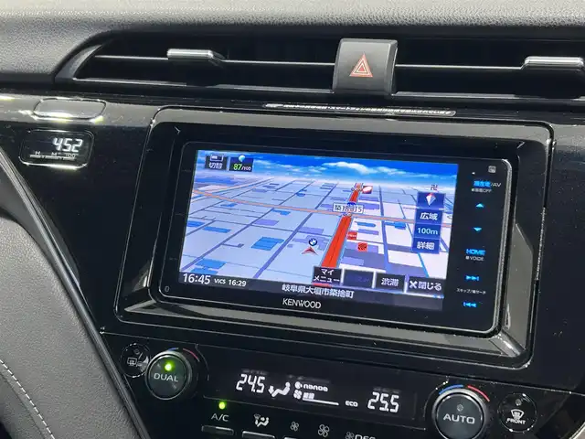 トヨタ カムリ WS 岐阜県 2018(平30)年 6.3万km プラチナホワイトパールマイカ ＫＥＮＷＯＯＤ製ドライブレコーダー対応ナビ/／フルセグ・ＢＴ・ＣＤ・ＤＶＤ　/トヨタセーフティセンス/電動リアゲート/パワーシート/前後クリアランスソナー　/電動パーキング・ブレーキホールド　/革巻きステアリング　/純正アルミホイール　/純正LEDヘッドライト/純正フロアマット/ハーフレザーシート/パドルシフト