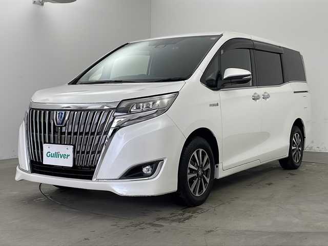 トヨタ エスクァイア ハイブリッド Xi 兵庫県 2018(平30)年 3.4万km ホワイトパールクリスタルシャイン ・ワンオーナー/・トヨタセーフティーセンス/・プリクラッシュセーフティ/・レーンディバチャーアラート/・先行車発進お知らせ/・オートマチックハイビーム/・クルーズコントロール/・純正9インチナビ＆TV＆BT＆HDMI＆DVD/・バックカメラ/・両側パワースライドドア/・スマートキー/・スペアキー/・プッシュスタート/・ビルトインETC/・前方ドライブレコーダー/・前席シートヒーター/・横滑り防止装置/・フロアマット/・ステアリングスイッチ/・後席サンシェード/・LEDライト/・フォグ/・オートライト/・電動格納ミラー/・シートリフター/・純正15インチアルミホイール