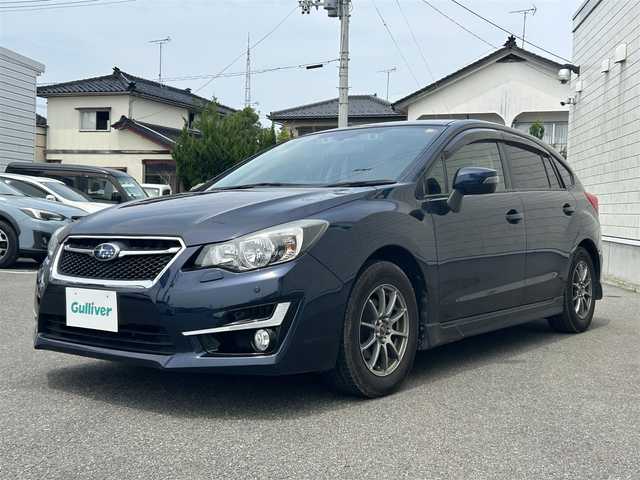 スバル インプレッサ スポーツ 2．0i－S アイサイト 山形県 2016(平28)年 7.4万km ダークブルーパール 4WD/カラーコード：M2Y/純正ナビ:CN-LR710D/（AM/FM/DVD/CD/BT/フルセグ）/バックカメラ/ETC/ハーフレザーシート/D席パワーシート/衝突被害軽減システム/レーダークルーズコントロール/レーンキープアシスト/横滑り防止装置/アイドリングストップ/オートキセノンライト/フォグライト/社外アルミホイール/純正フロアマット/革巻きステアリング/ステアリングスイッチ/スマートキー/保証書/取扱説明書