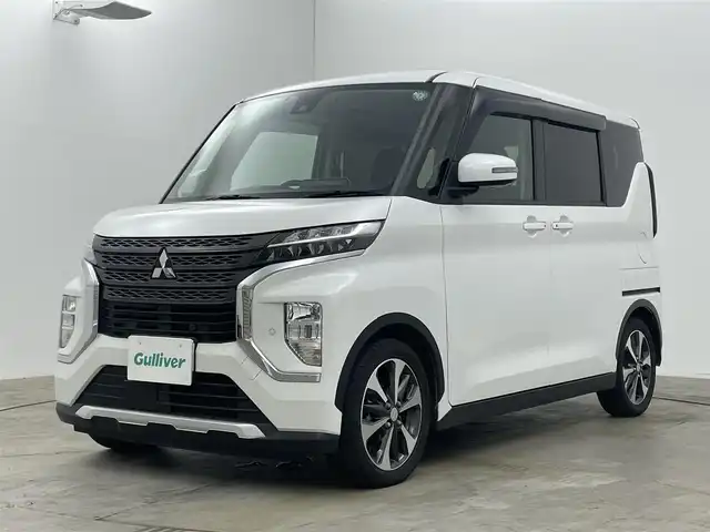 三菱 ｅＫクロススペース G プラスエディション 岡山県 2021(令3)年 3.8万km シルキーホワイト 先進快適パッケージ/純正9型SDナビゲーション/(CD/DVD/SD/BT/AUX/USB/フルセグTV)/アラウンドビューモニター/ビルトインETC/純正ドライブレコーダー前方/両側パワースライドドア/ステアリングリモコン/チルトステアリング/前席シートヒーター/シートバックテーブル/シートリフター/ISOFIX/リアサンシェイド/リアサーキュレーター/LEDオートヘッドライト/衝突軽減ブレーキ/レーンキープアシスト/保証書/取扱説明書/スマートキー×2