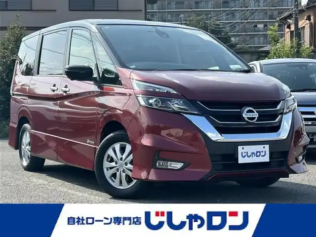 日産 セレナ ハイウェイスター Vセレクション 埼玉県 2017(平29)年 12.8万km マルーンレッド 2トーン (株)IDOMが運営する【じしゃロン鳩ヶ谷店】の自社ローン専用車両になりますこちらは現金またはオートローンご利用時の価格です。自社ローンご希望の方は別途その旨お申付け下さい/純正SDナビ(品番:MM317D-W)/・AM/FM・CD・DVD・BT・AUX/セーフティパックA/・踏み間違い衝突防止アシスト/・インテリジェント パーキングアシスト/・進入禁止標識検知/両側パワースライドドア/ハンズフリーオートスライドドア/LDW(車線逸脱警報)/クリアランスソナー/アラウンドビューモニター/前後ドライブレコーダー(品番：ZDR-015)/ETC/純正フロアマット/ステアリングスイッチ/D+N席背面ドリンクホルダー/LEDヘッドライト/電格ウインカーミラー