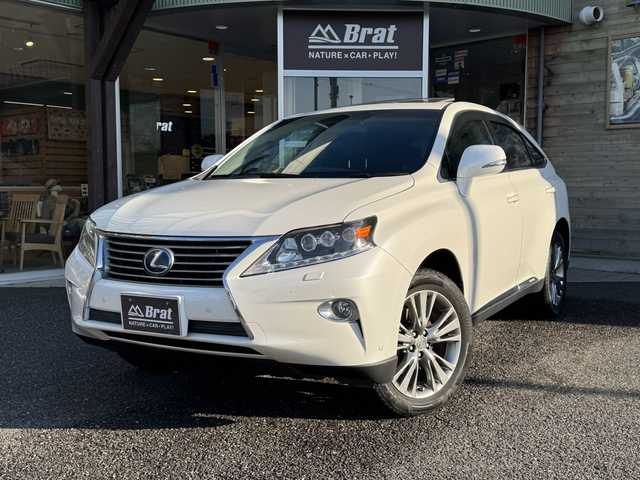 レクサス ＲＸ 450h バージョンL 福島県 2014(平26)年 8.4万km ホワイトパールクリスタルシャイン 純正ナビ（CD・DVD・BT・フルセグTV）/バックカメラ/パワーバックドア/レザーシート/ステアリングヒーター/エアーシート/純正アルミホイール/純正サンルーフ/パワーシート