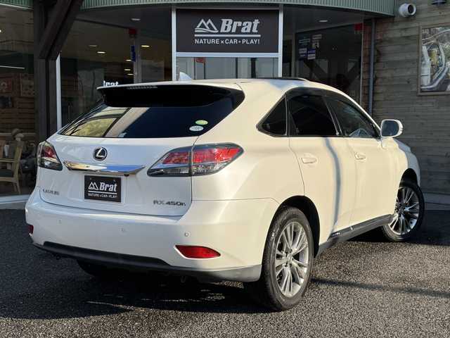 レクサス ＲＸ 450h バージョンL 福島県 2014(平26)年 8.4万km ホワイトパールクリスタルシャイン 純正ナビ（CD・DVD・BT・フルセグTV）/バックカメラ/パワーバックドア/レザーシート/ステアリングヒーター/エアーシート/純正アルミホイール/純正サンルーフ/パワーシート