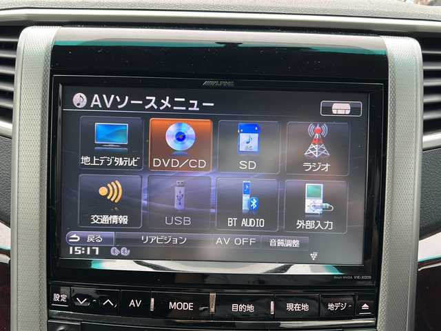 トヨタ ヴェルファイア 2．4Z 茨城県 2012(平24)年 7.4万km ブラック ALPINEナビ/【フルセグTV/CD/DVD/Bluetooth】/バックカメラ/ALPINEフリップダウンモニター/両側パワースライドドア/コーナーセンサー/横滑り防止装置/純正18インチAW/オートライト/HIDライト/革巻きステアリング/ステアリングスイッチ/純正フロアマット/電動格納ミラー