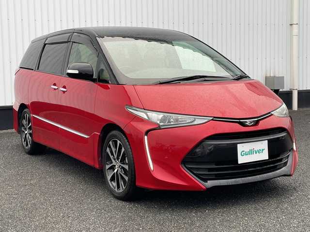 トヨタ エスティマ アエラス スマート 千葉県 2017(平29)年 5.4万km ブラック/レッドマイカメタリック 2トーン 純正10インチナビ/(フルセグTV/BT/CD/DVD)/衝突被害軽減システム/車線逸脱警報/バックカメラ/クルーズコントロール/フリップダウンモニター/レザーシート/両側パワースライドドア/横滑り防止装置/ビルトインETC/LEDヘッドライト/オートライト/ウィンカーミラー/電動格納ミラー/純正18インチAW/シートヒーター/シートリフター/プッシュスタート/スマートキー/フロアマット/スペアキー/取扱説明書/保証書