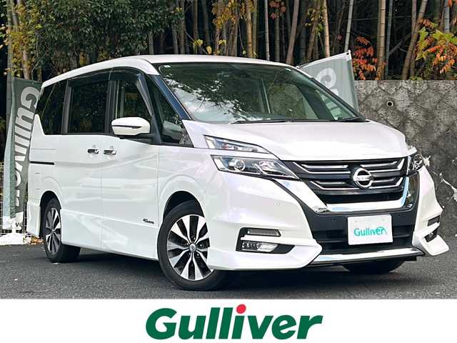 日産 セレナ ハイウェイスター Vセレクション 京都府 2017(平29)年 2.6万km ブリリアントホワイトパール ワンオーナー/純正ナビ/・フルセグTV /BT Audio/CD/DVD/フリップダウンモニター/レーダークルーズコントロール/バックカメラ/アラウンドビューモニター/両側パワースライドドア/プロパイロット/ETC/ドライブレコーダー/エマージェンシーブレーキ/コーナーセンサー/アイドリングストップ/電動パーキングブレーキ/プッシュスタート/ステアリングスイッチ/純正ドアバイザー/フロアマット/保証書＆取説/ナビ取説/スマートキースペア